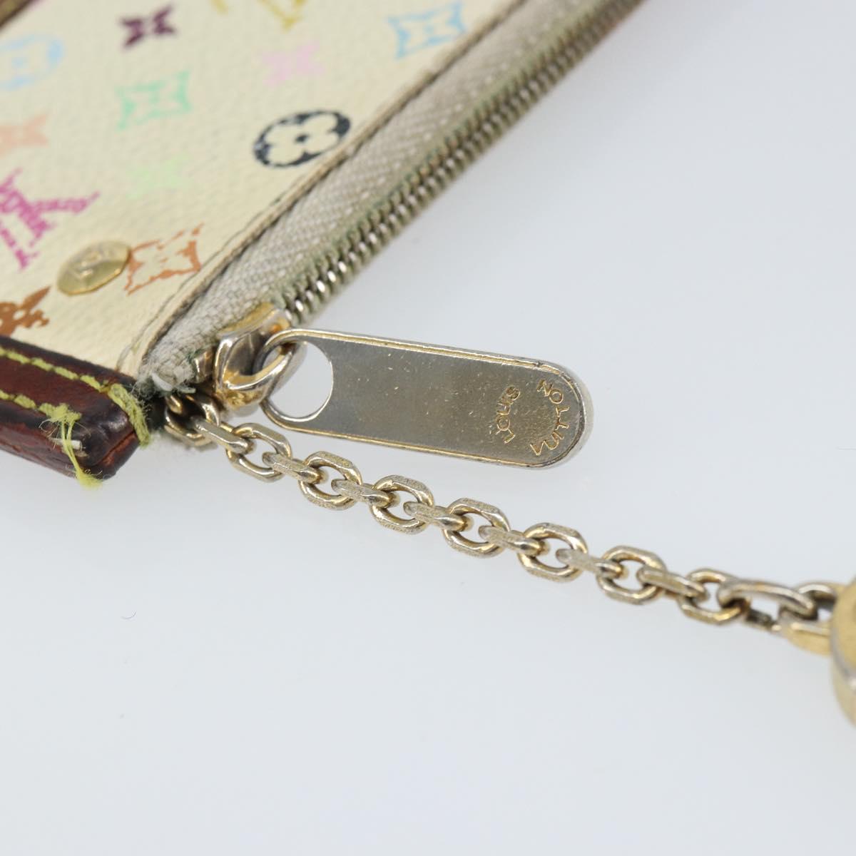 LOUIS VUITTON Multicolor Pochette Cles Coin Purse White M92655 LV Auth 166395
