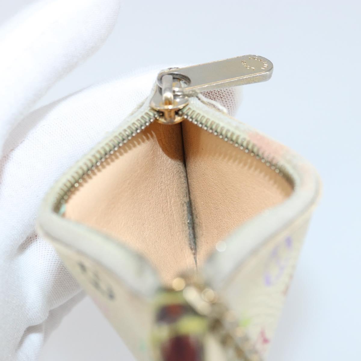 LOUIS VUITTON Multicolor Pochette Cles Coin Purse White M92655 LV Auth 166395