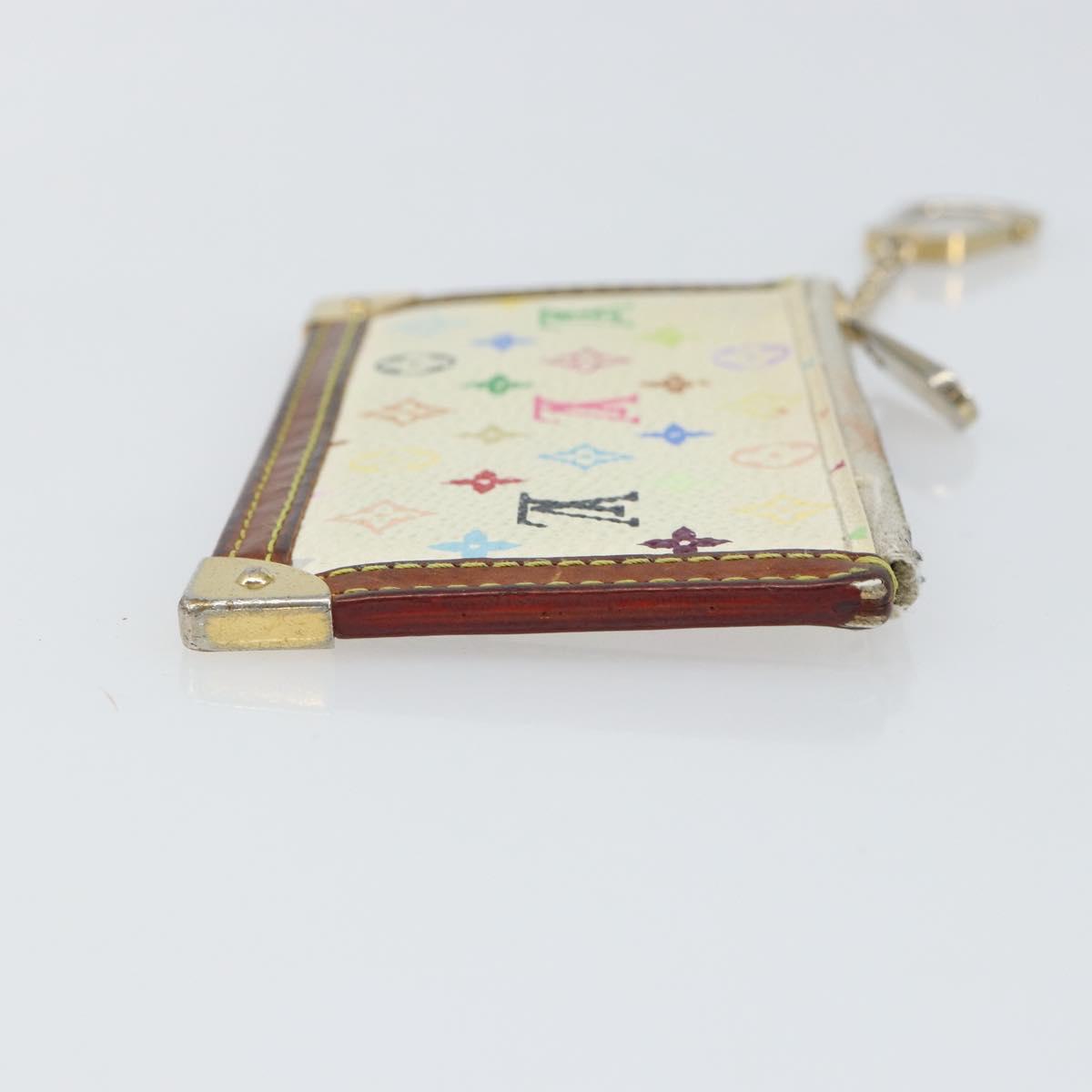 LOUIS VUITTON Multicolor Pochette Cles Coin Purse White M92655 LV Auth 166395