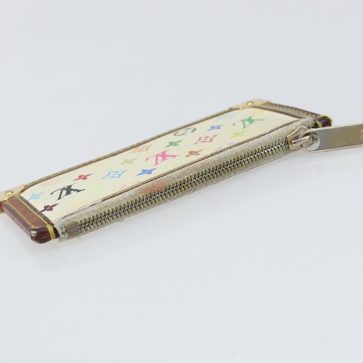 LOUIS VUITTON Multicolor Pochette Cles Coin Purse White M92655 LV Auth 166395