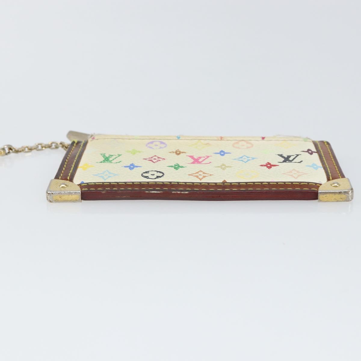 LOUIS VUITTON Multicolor Pochette Cles Coin Purse White M92655 LV Auth 166395
