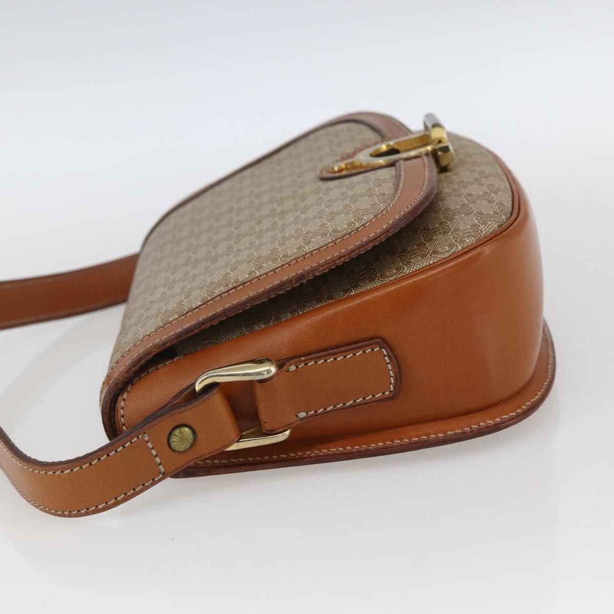 CELINE Macadam Canvas Shoulder Bag PVC Beige Gold Auth 166396