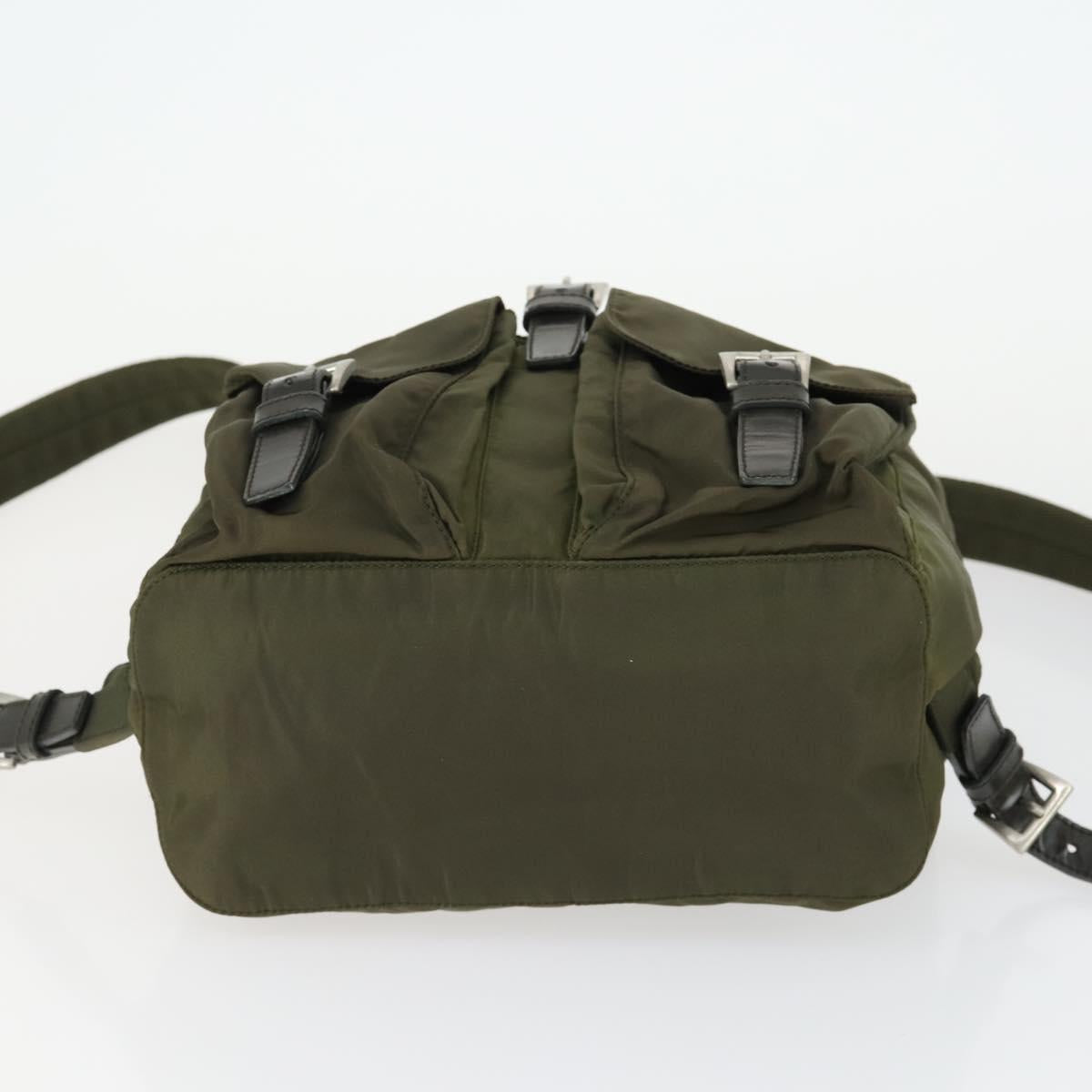 PRADA Backpack Nylon Khaki Silver Auth 166398
