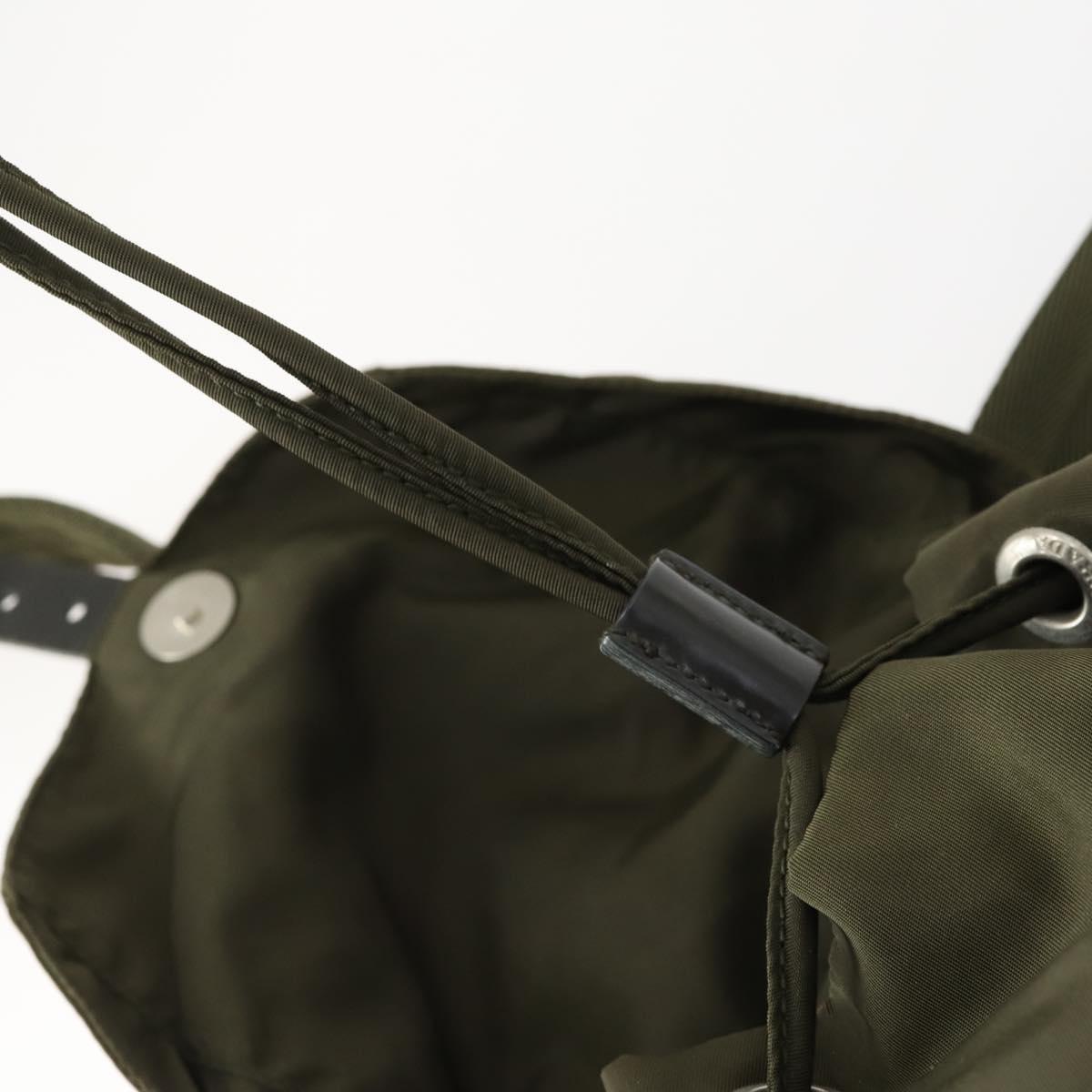 PRADA Backpack Nylon Khaki Silver Auth 166398
