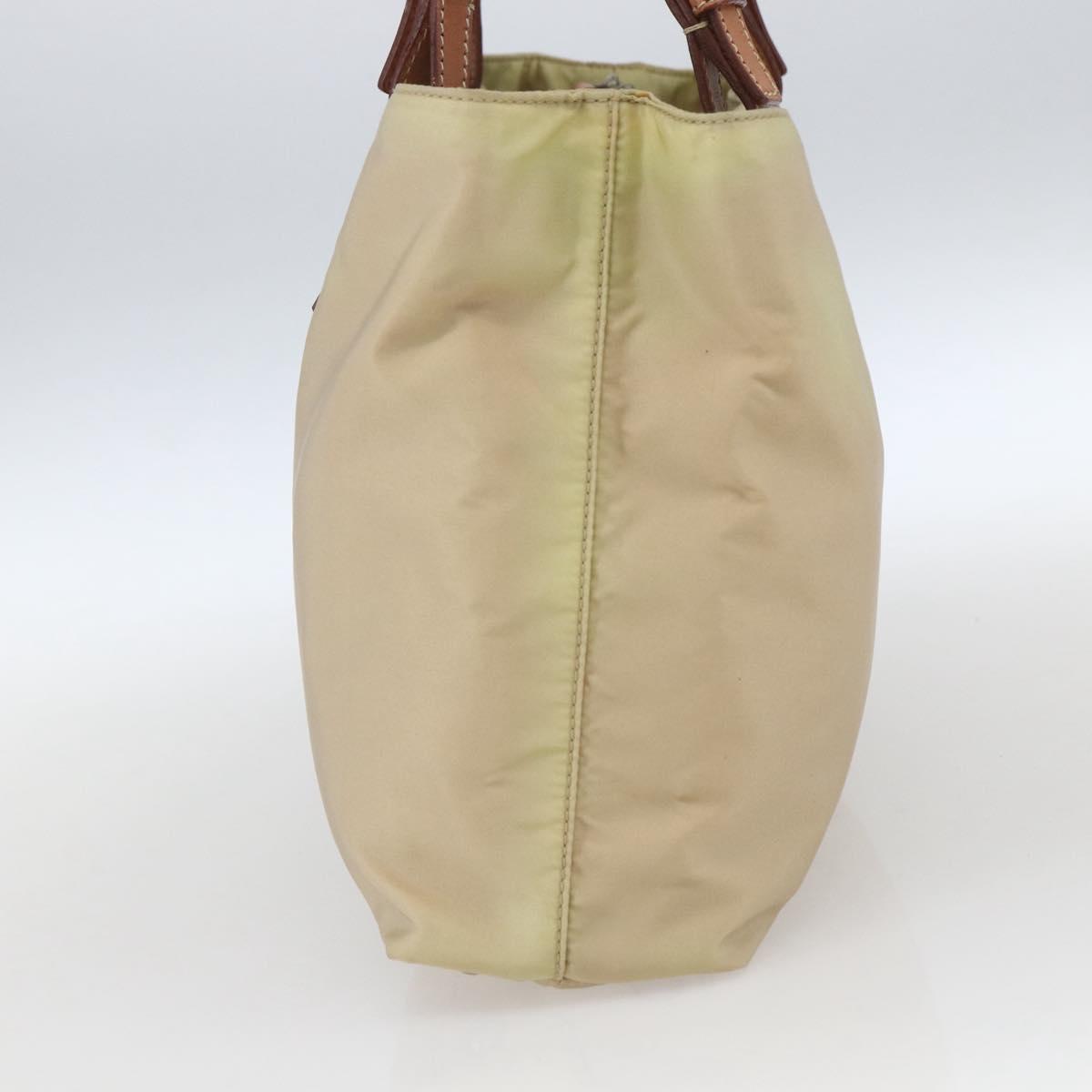 PRADA Tote Bag Nylon Ivory Silver Auth 166401