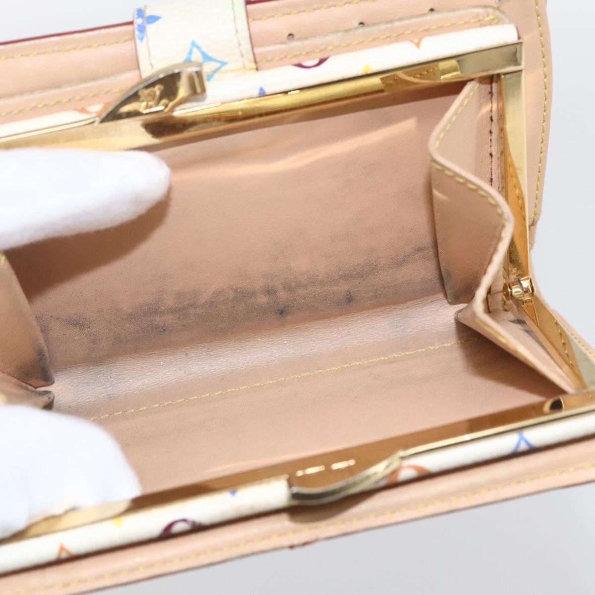 LOUIS VUITTON Multicolor Portefeuille Viennois Wallet White M92987 Auth 166405