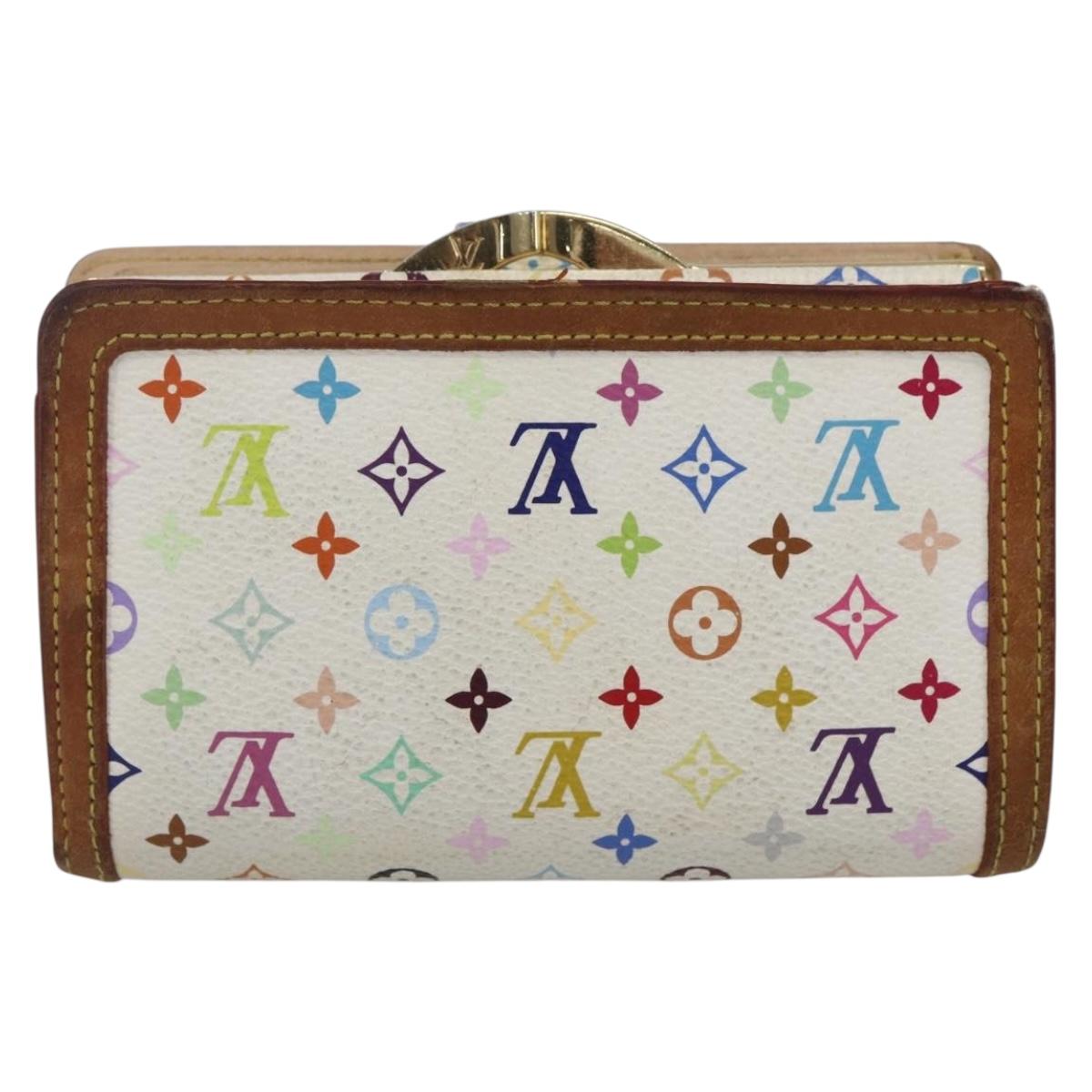 LOUIS VUITTON Multicolor Portefeuille Viennois Wallet White M92987 Auth 166405