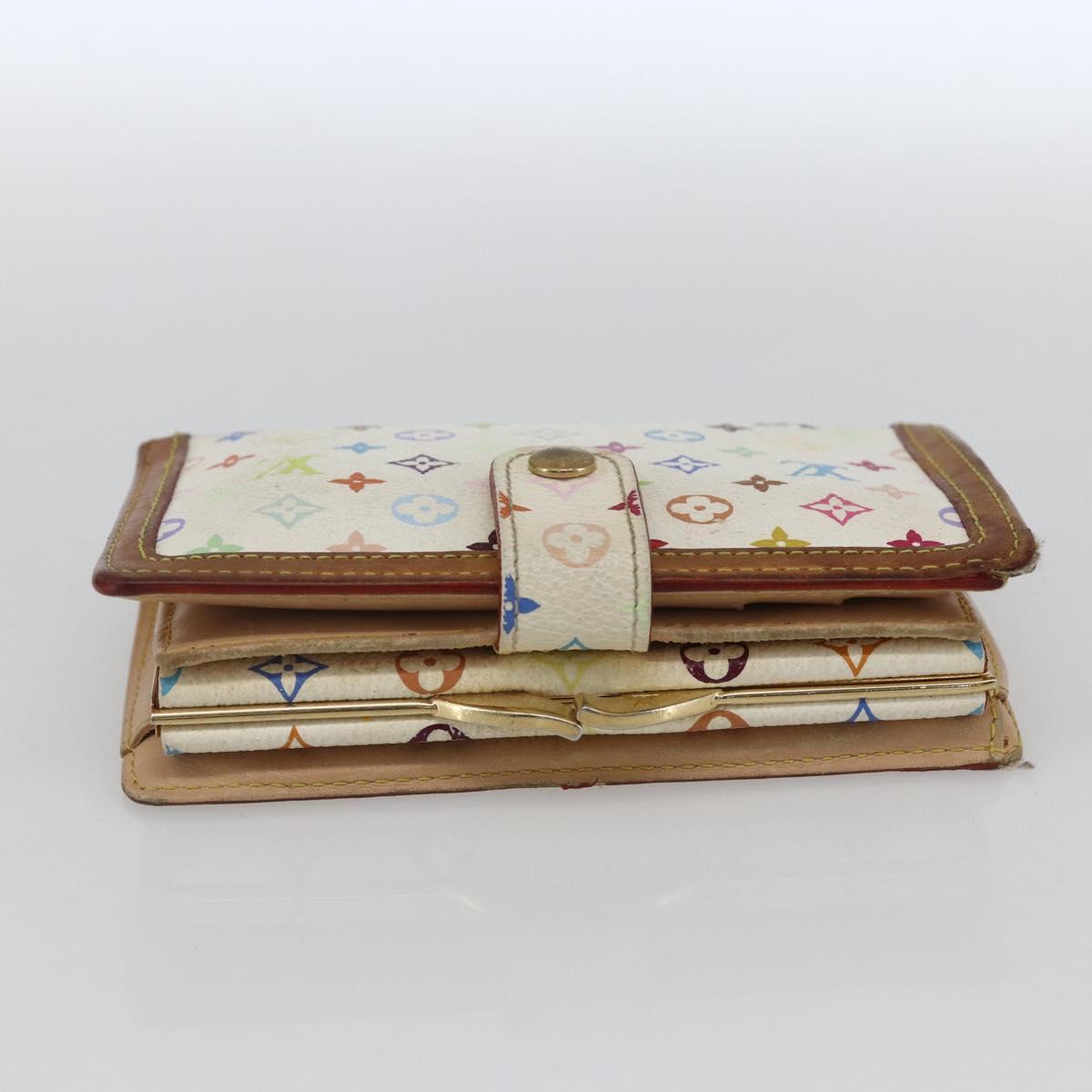 LOUIS VUITTON Multicolor Portefeuille Viennois Wallet White M92987 Auth 166405
