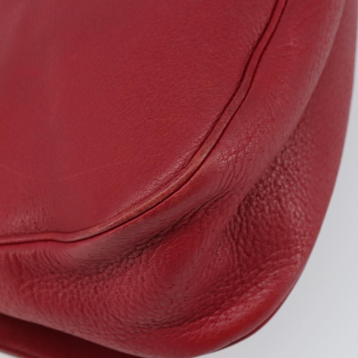 Salvatore Ferragamo Gancini Shoulder Bag Leather Red Gold Auth 166427