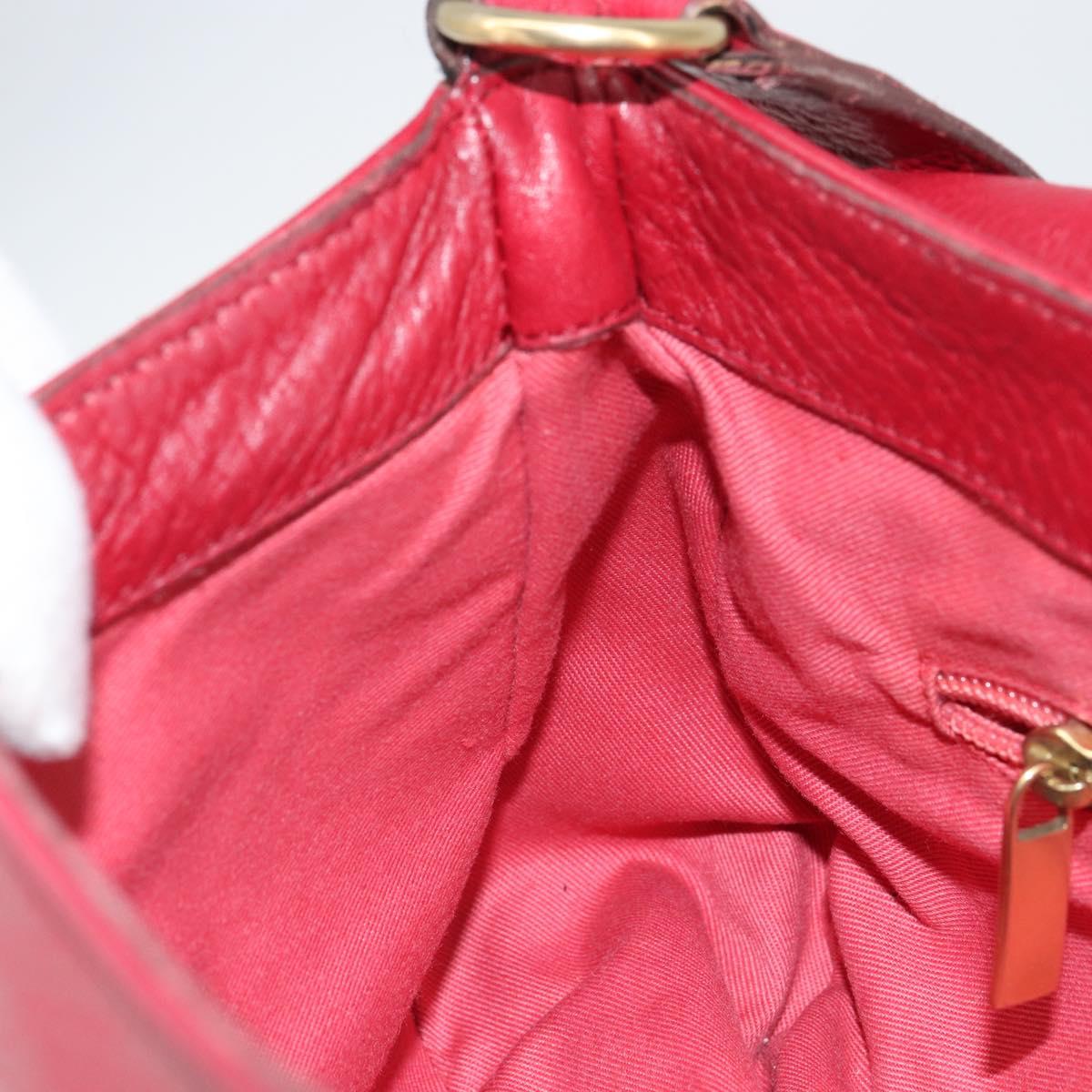 Salvatore Ferragamo Gancini Shoulder Bag Leather Red Gold Auth 166427