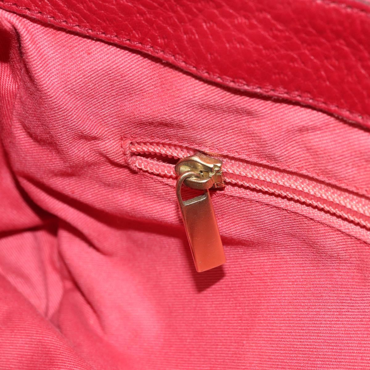 Salvatore Ferragamo Gancini Shoulder Bag Leather Red Gold Auth 166427