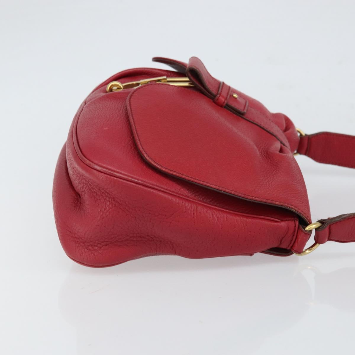 Salvatore Ferragamo Gancini Shoulder Bag Leather Red Gold Auth 166427