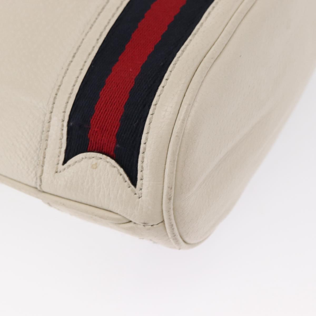 GUCCI Sherry Line GG Marmont Bag Leather 2way White Gold 610846 Auth 166430