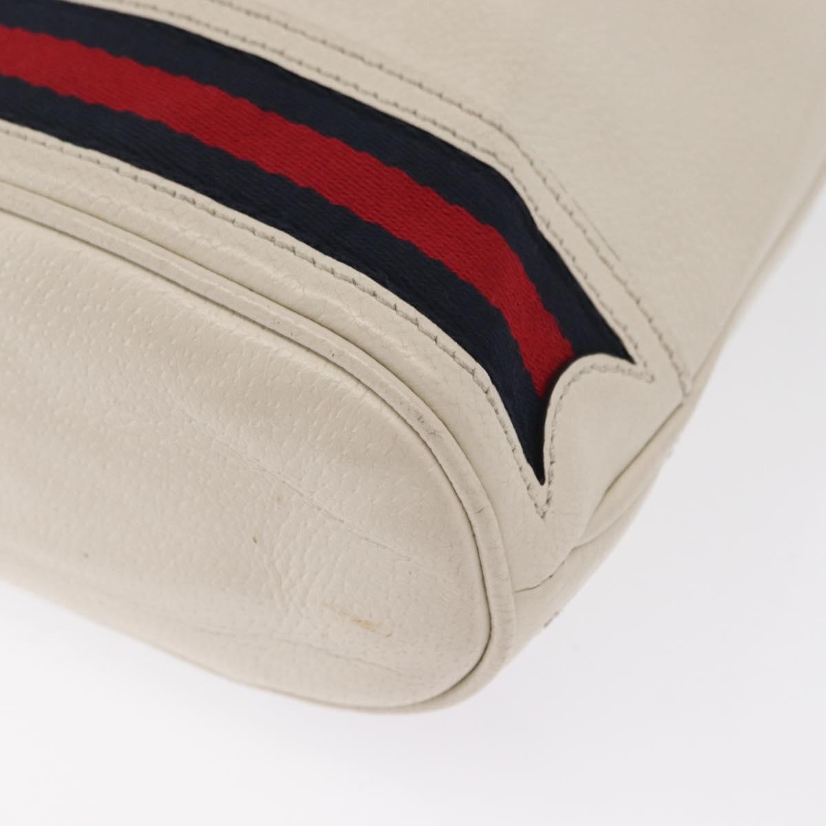 GUCCI Sherry Line GG Marmont Bag Leather 2way White Gold 610846 Auth 166430