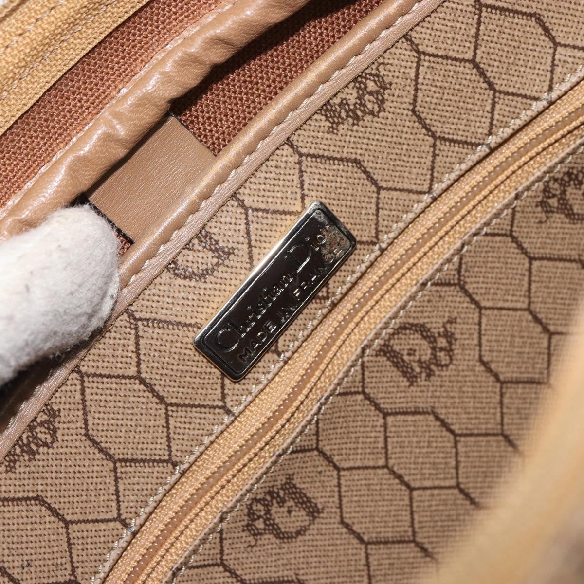 Christian Dior Honeycomb Canvas Shoulder Bag PVC Beige Gold Auth 166431