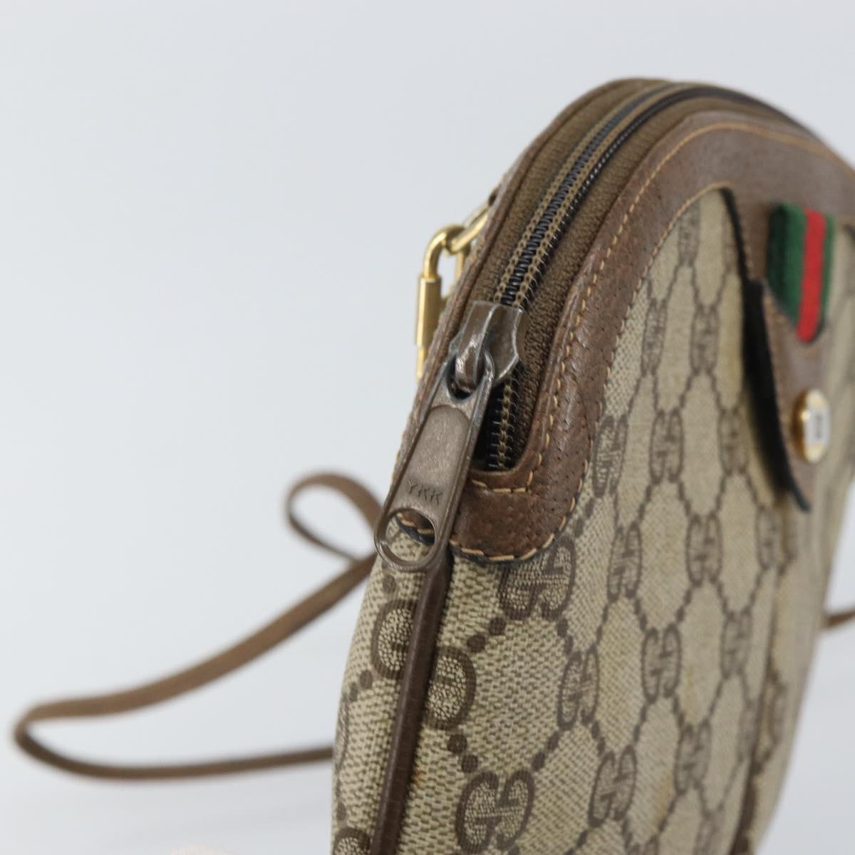 GUCCI GG Supreme Web Sherry Line Bag PVC Beige Gold 904 02 047 Auth 166437