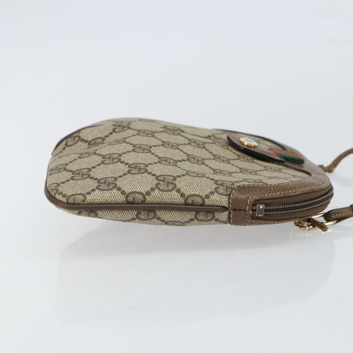 GUCCI GG Supreme Web Sherry Line Bag PVC Beige Gold 904 02 047 Auth 166437