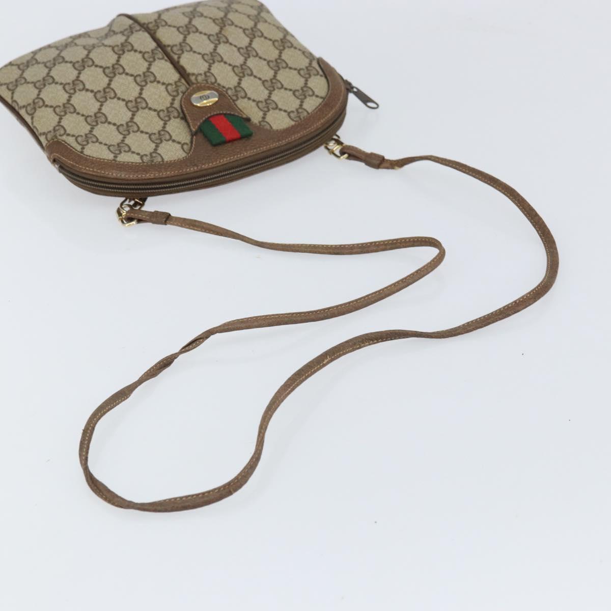 GUCCI GG Supreme Web Sherry Line Bag PVC Beige Gold 904 02 047 Auth 166437