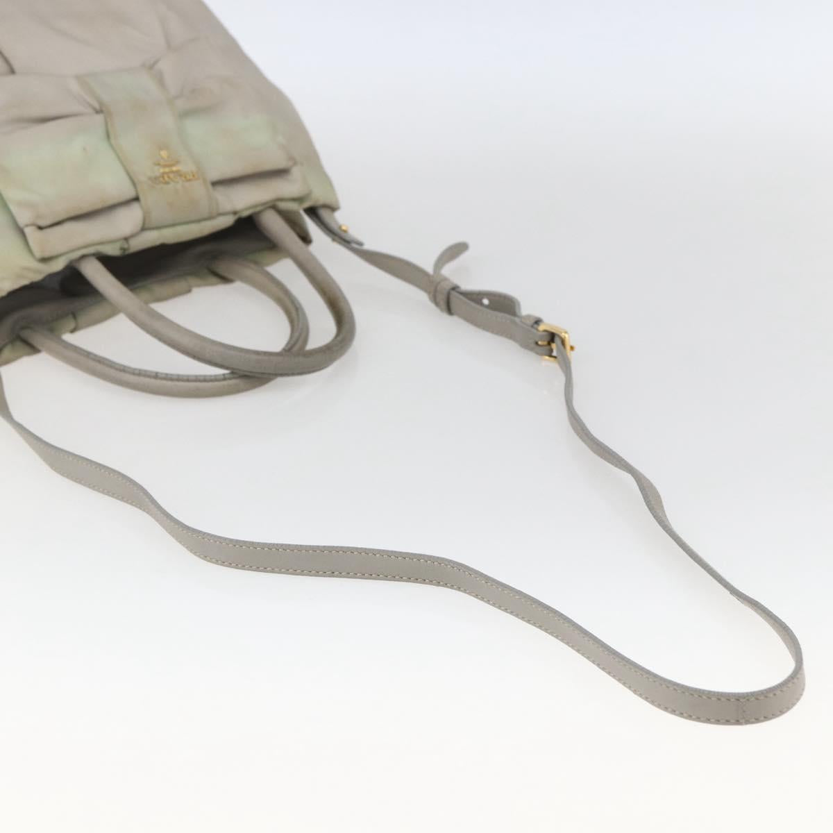 PRADA Hand Bag Nylon 2way Ivory Gold Auth 166443
