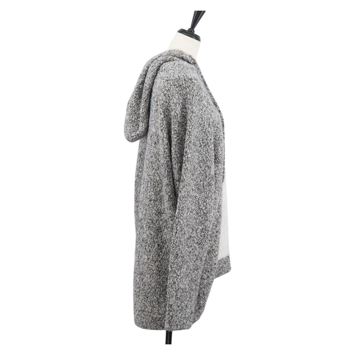 CHANEL Penguin Knit Hoodie Tweed Gray CC Auth 166450SM