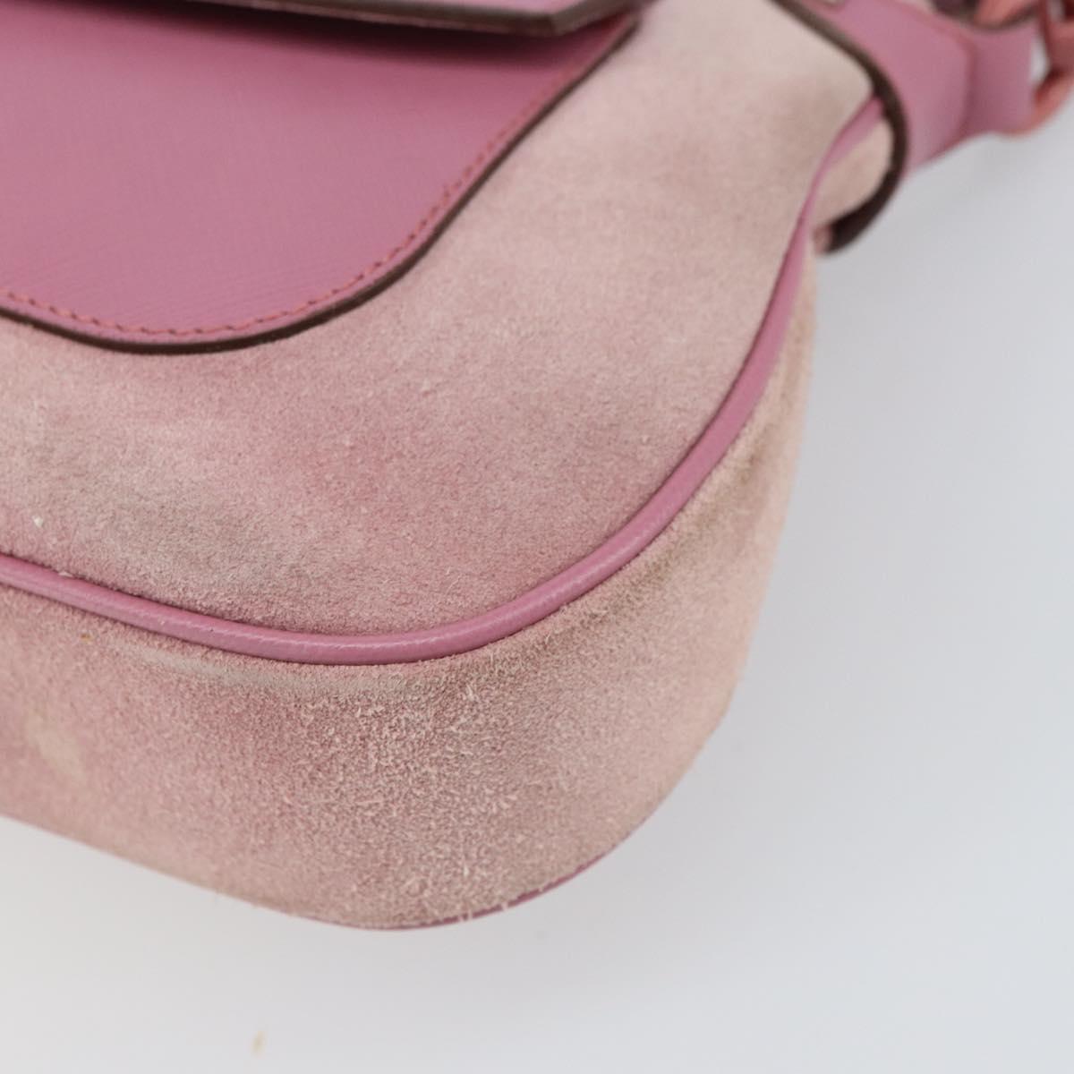 Salvatore Ferragamo Gancini Shoulder Bag Suede Pink Silver Auth 166453