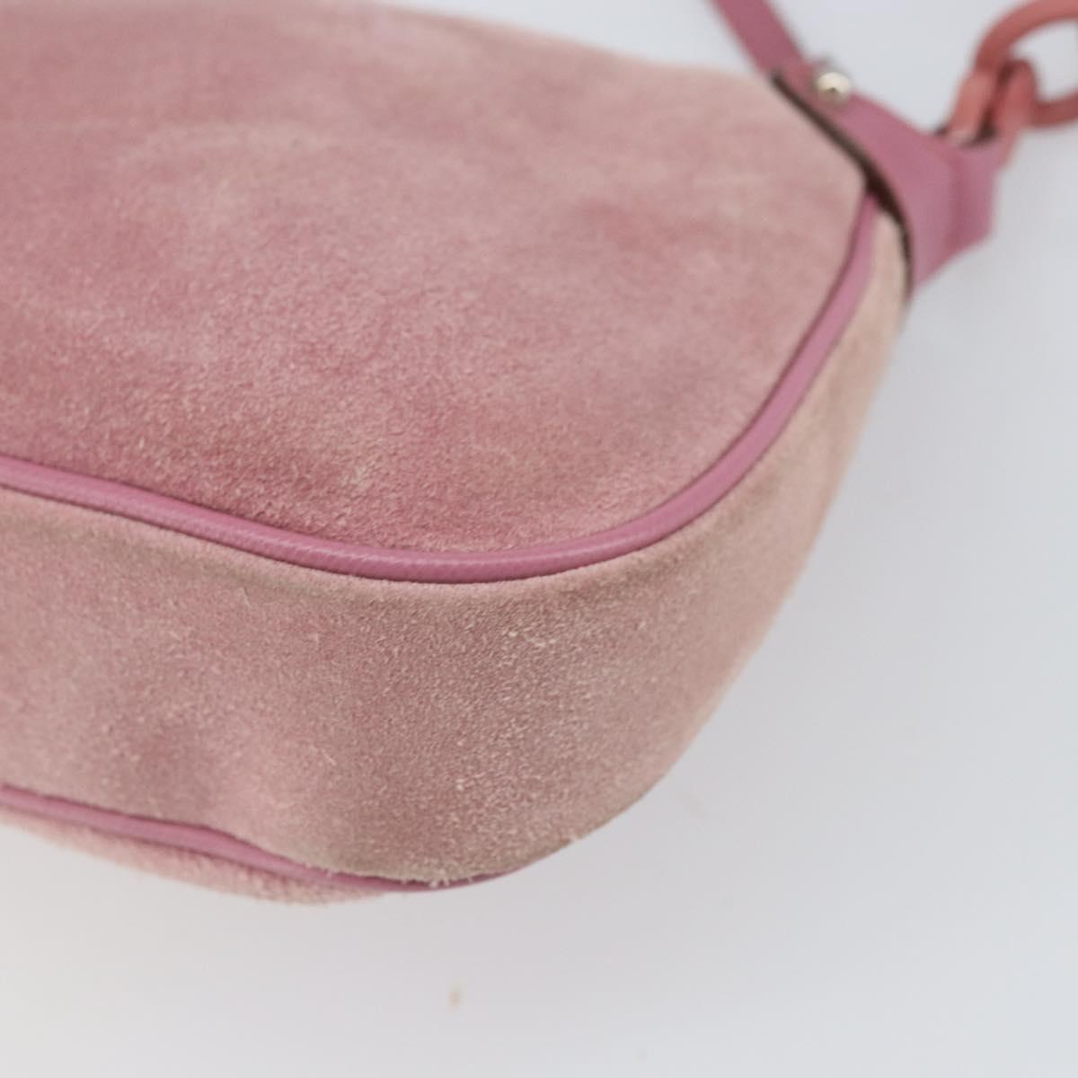 Salvatore Ferragamo Gancini Shoulder Bag Suede Pink Silver Auth 166453