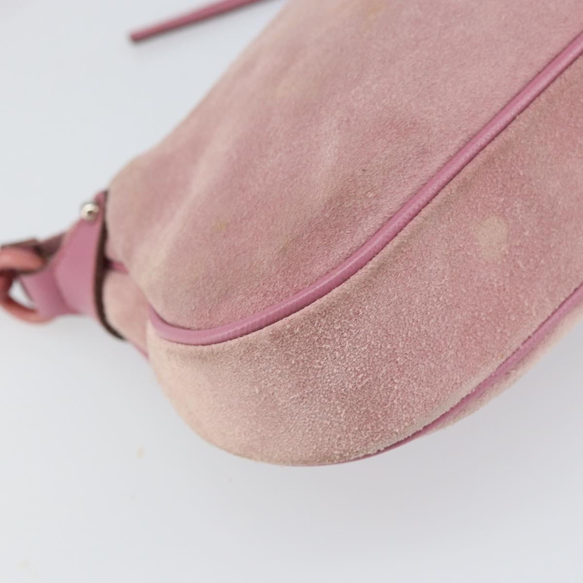 Salvatore Ferragamo Gancini Shoulder Bag Suede Pink Silver Auth 166453