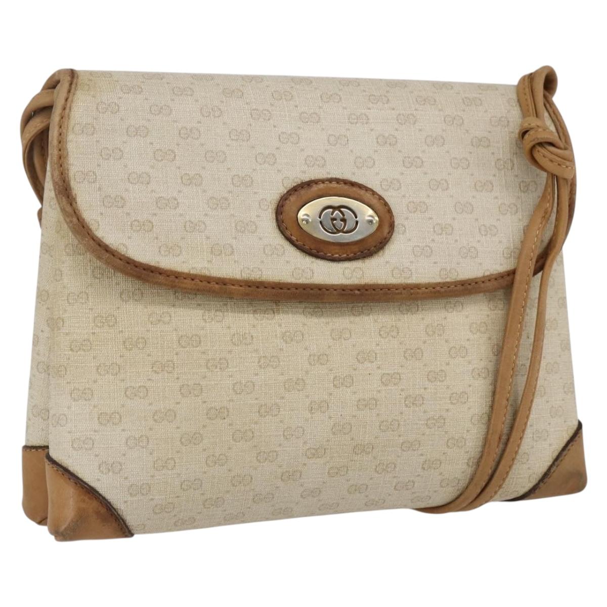 GUCCI Micro GG Supreme Shoulder Bag PVC Beige Gold 49 007 5548 Auth 166455