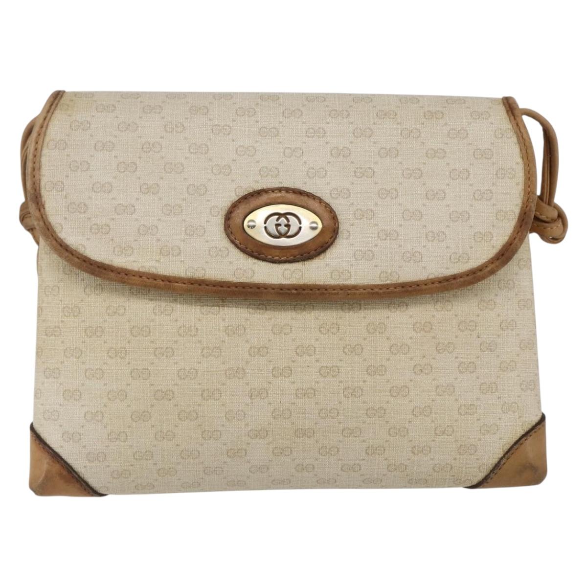 GUCCI Micro GG Supreme Shoulder Bag PVC Beige Gold 49 007 5548 Auth 166455