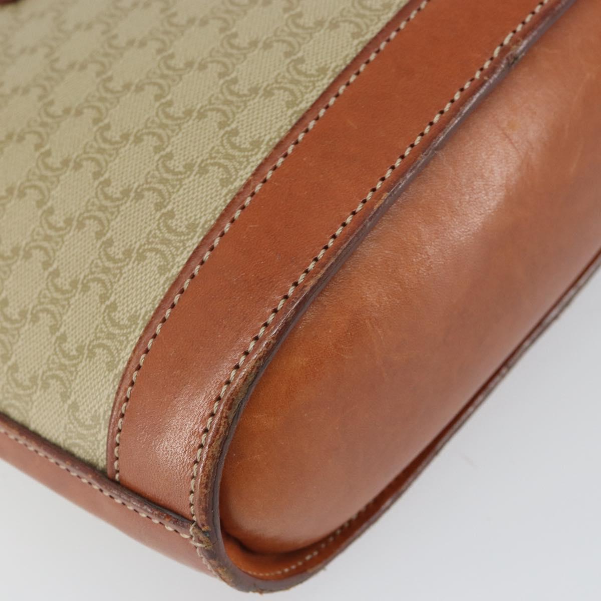 CELINE Macadam Canvas Shoulder Bag PVC Beige Gold Auth 166459