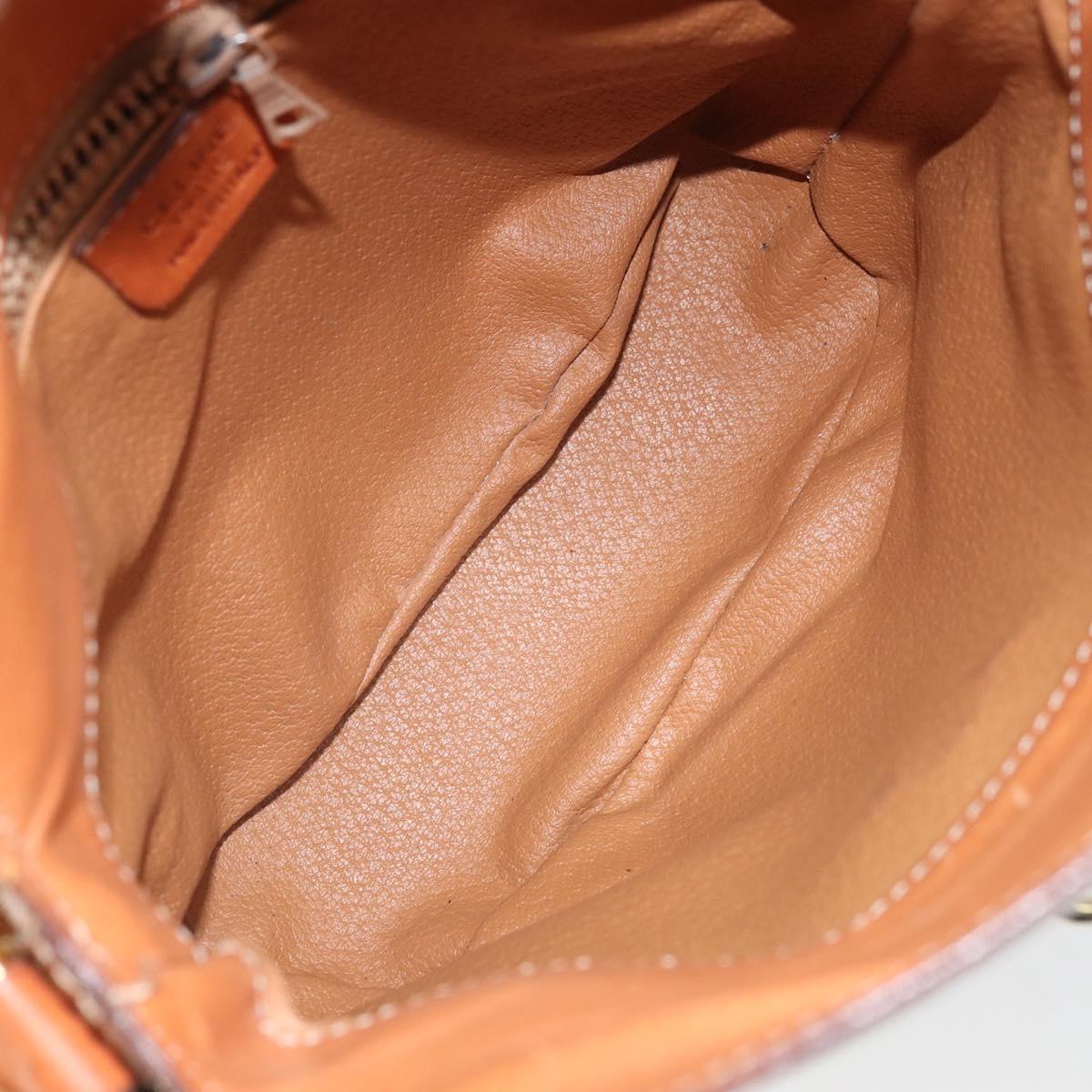 CELINE Macadam Canvas Shoulder Bag PVC Beige Gold Auth 166459