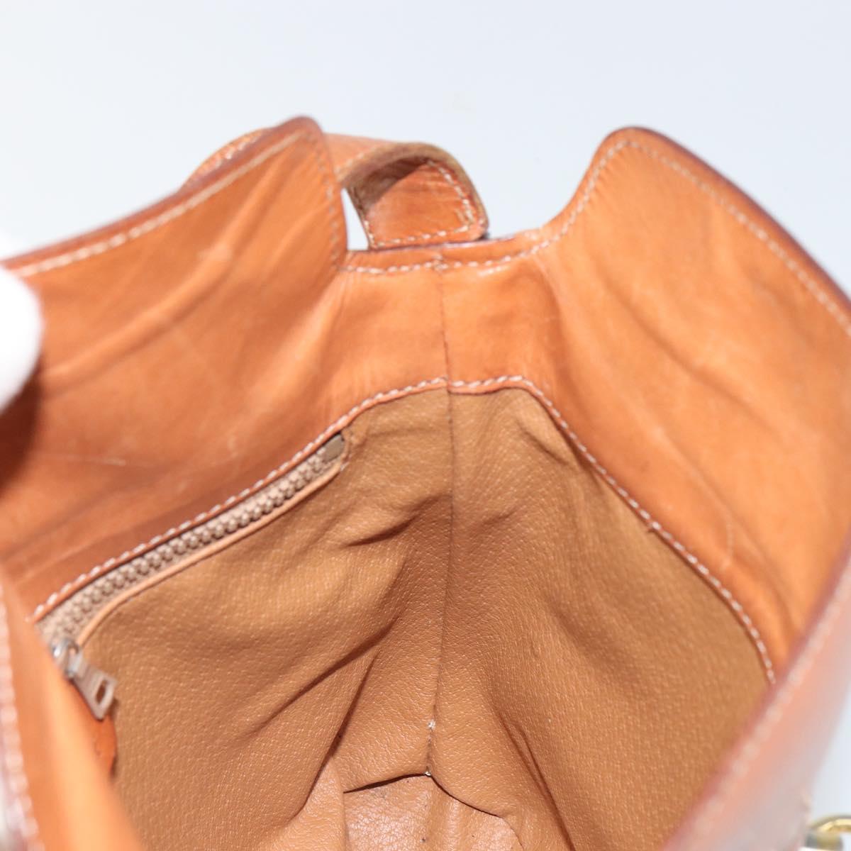 CELINE Macadam Canvas Shoulder Bag PVC Beige Gold Auth 166459