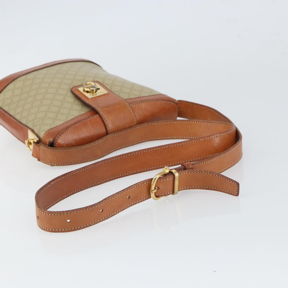 CELINE Macadam Canvas Shoulder Bag PVC Beige Gold Auth 166459