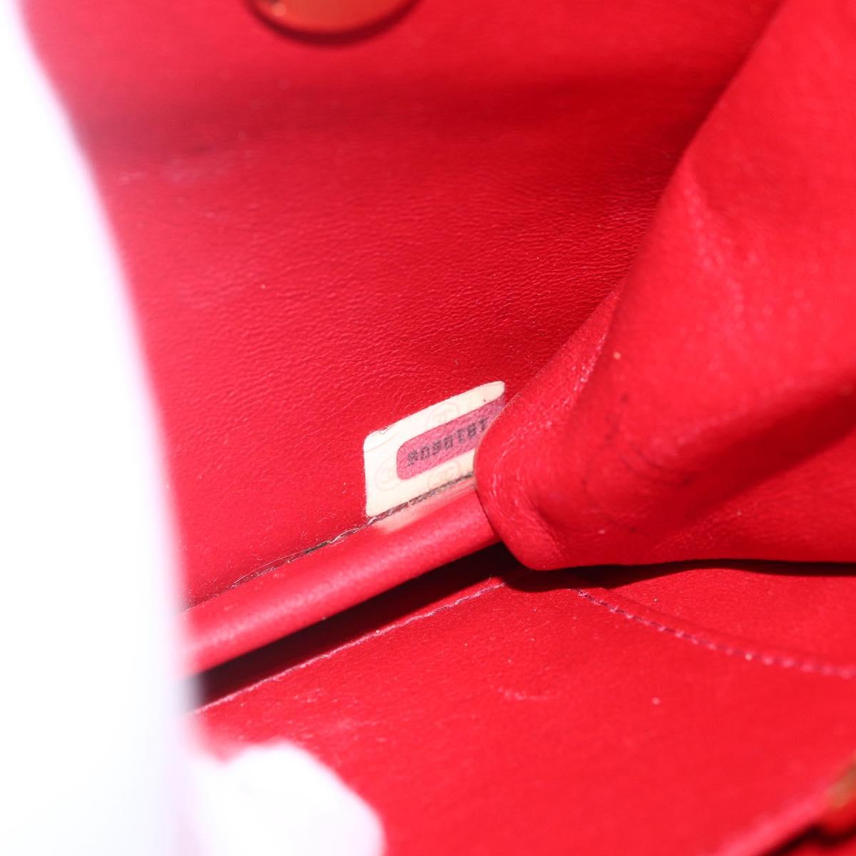 CHANEL Matelasse 23 Double Turn Lock Chain Bag Lamb Skin Red CC Auth 166468SAM