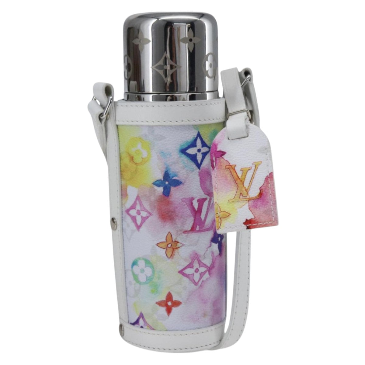 LOUIS VUITTON Monogram Watercolor Flask Holder Water White GI0625 Auth 166471SM