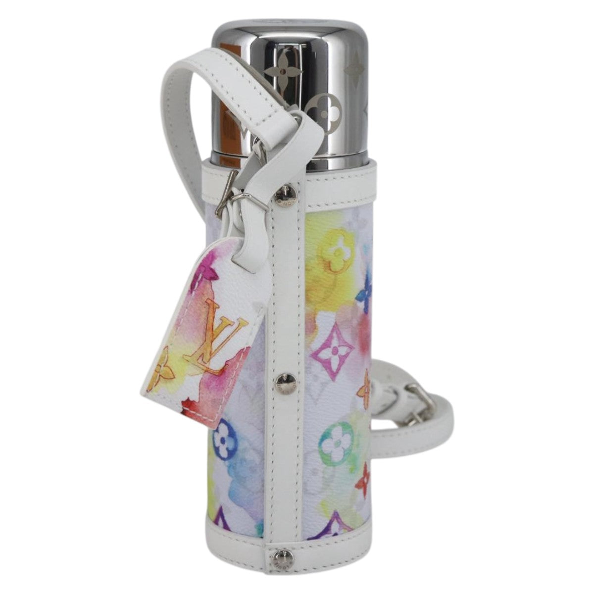 LOUIS VUITTON Monogram Watercolor Flask Holder Water White GI0625 Auth 166471SM