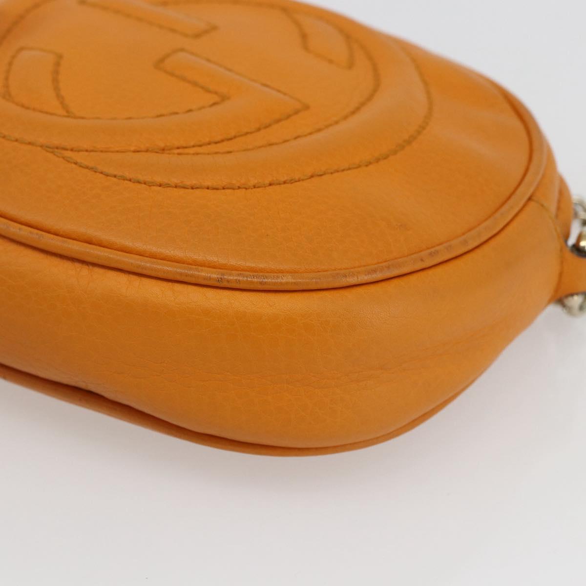 GUCCI Soho Chain Shoulder Bag Suede Leather Orange Gold 353965 Auth 166472