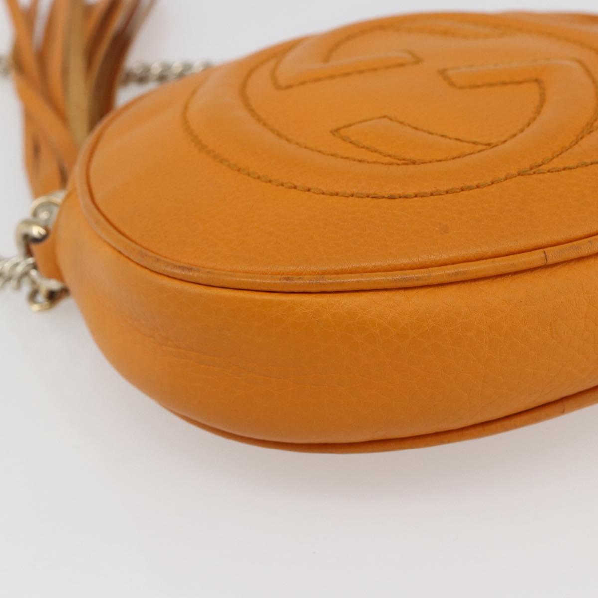 GUCCI Soho Chain Shoulder Bag Suede Leather Orange Gold 353965 Auth 166472