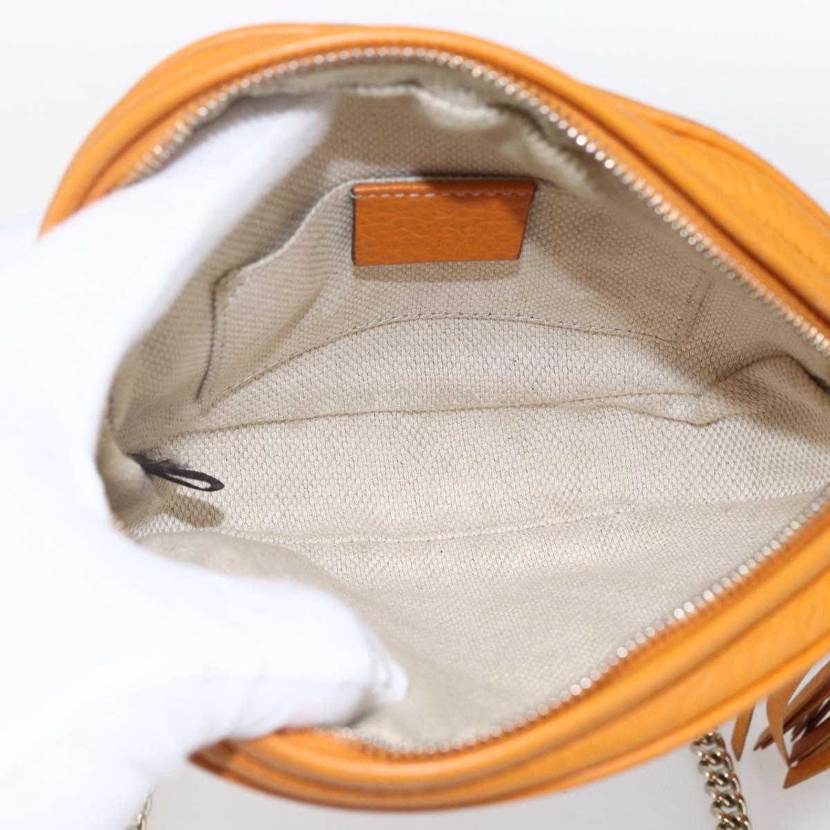 GUCCI Soho Chain Shoulder Bag Suede Leather Orange Gold 353965 Auth 166472