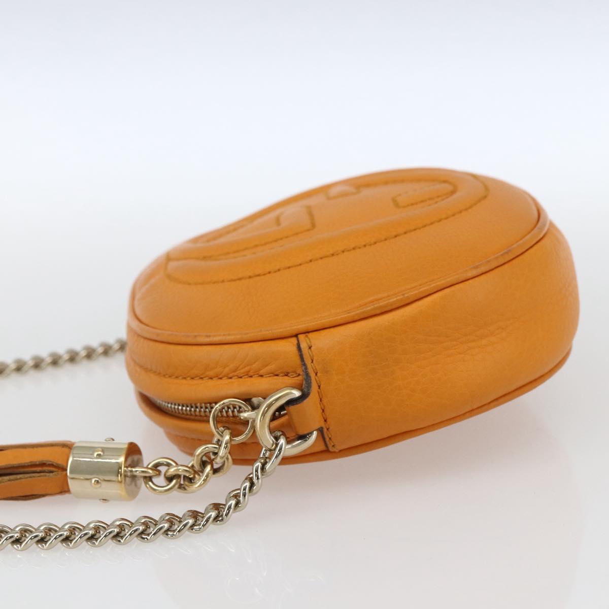 GUCCI Soho Chain Shoulder Bag Suede Leather Orange Gold 353965 Auth 166472