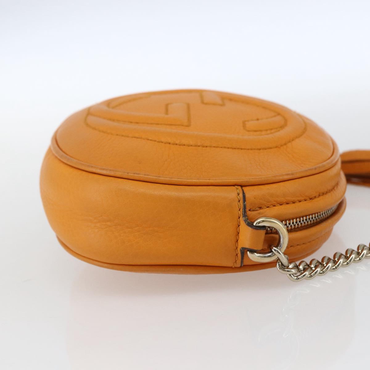GUCCI Soho Chain Shoulder Bag Suede Leather Orange Gold 353965 Auth 166472