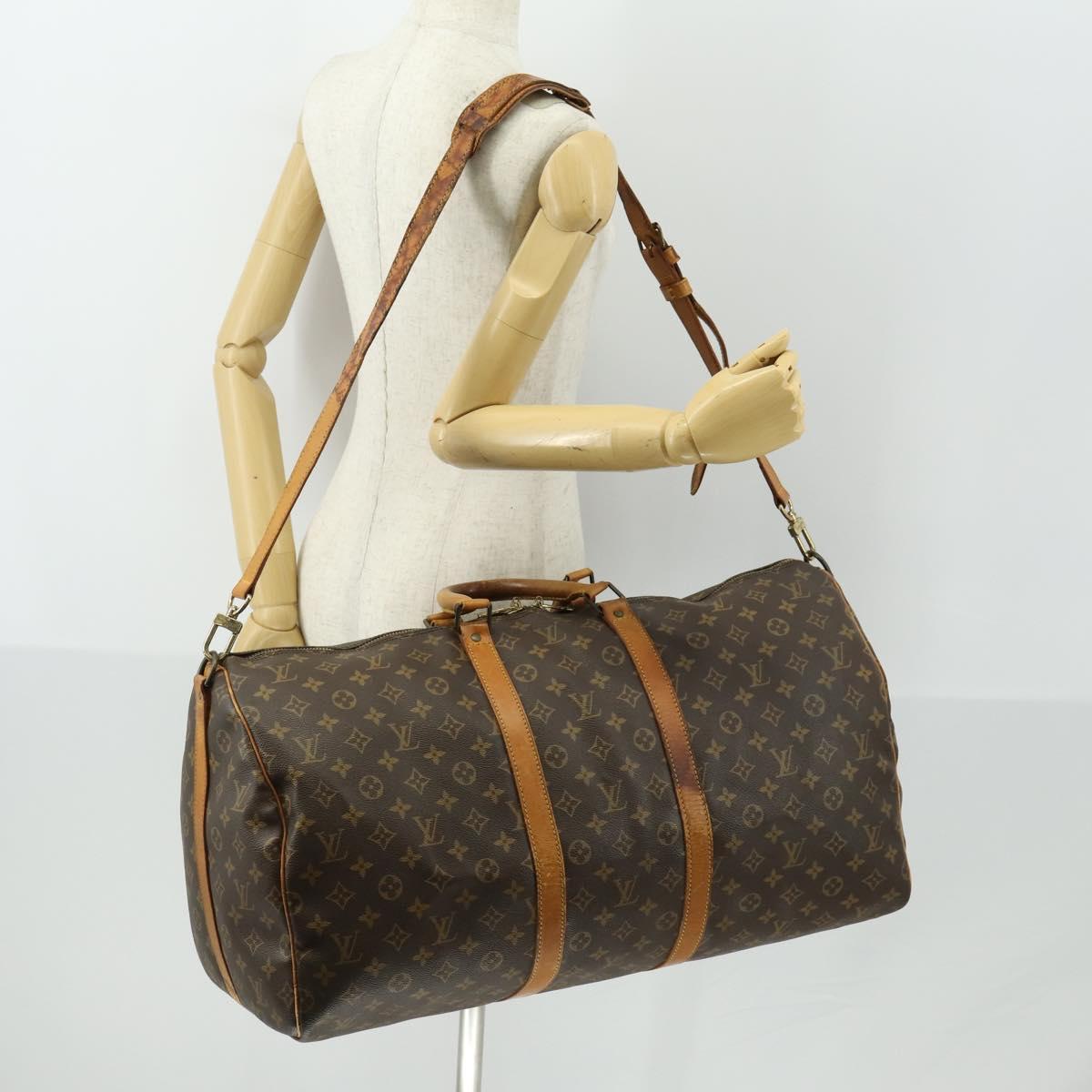 LOUIS VUITTON Monogram Keepall Bandouliere 55 Boston Bag M41414 LV Auth 166551