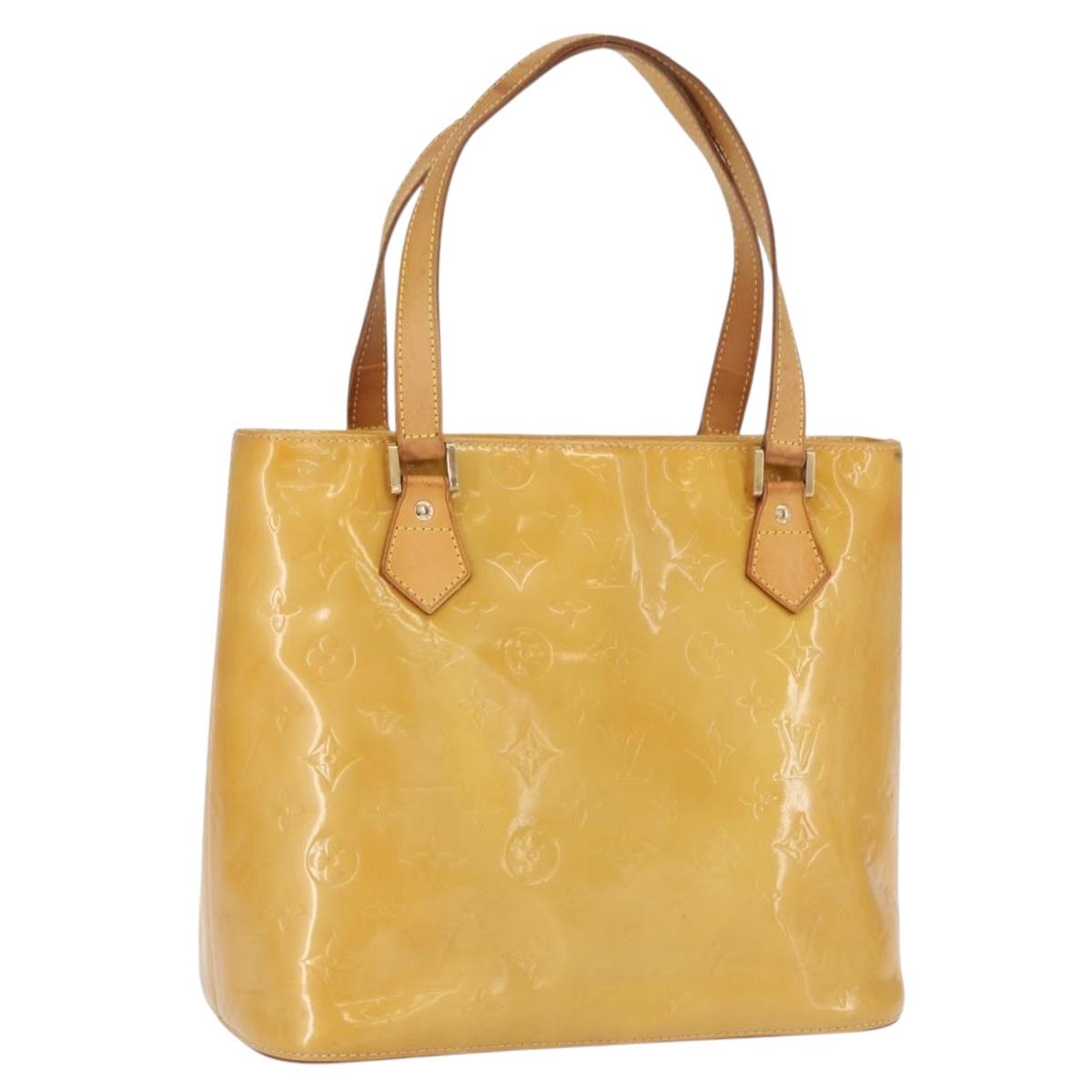 LOUIS VUITTON Monogram Vernis Houston Hand Bag Beige M91004 LV Auth 166558