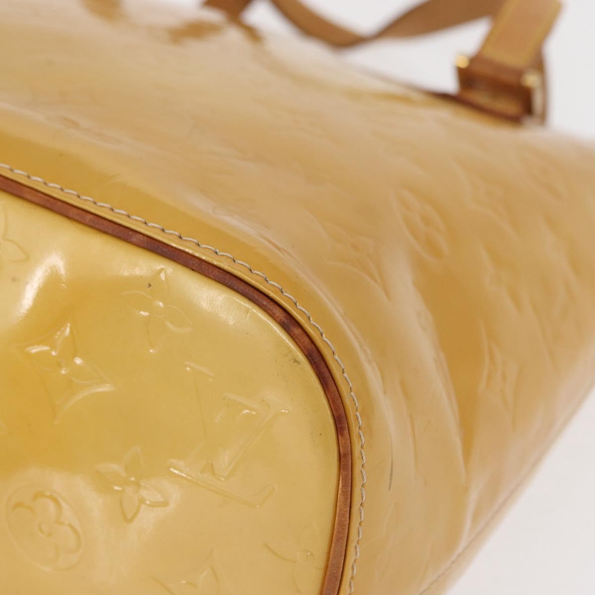 LOUIS VUITTON Monogram Vernis Houston Hand Bag Beige M91004 LV Auth 166558