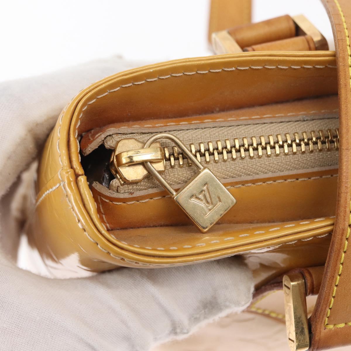 LOUIS VUITTON Monogram Vernis Houston Hand Bag Beige M91004 LV Auth 166558