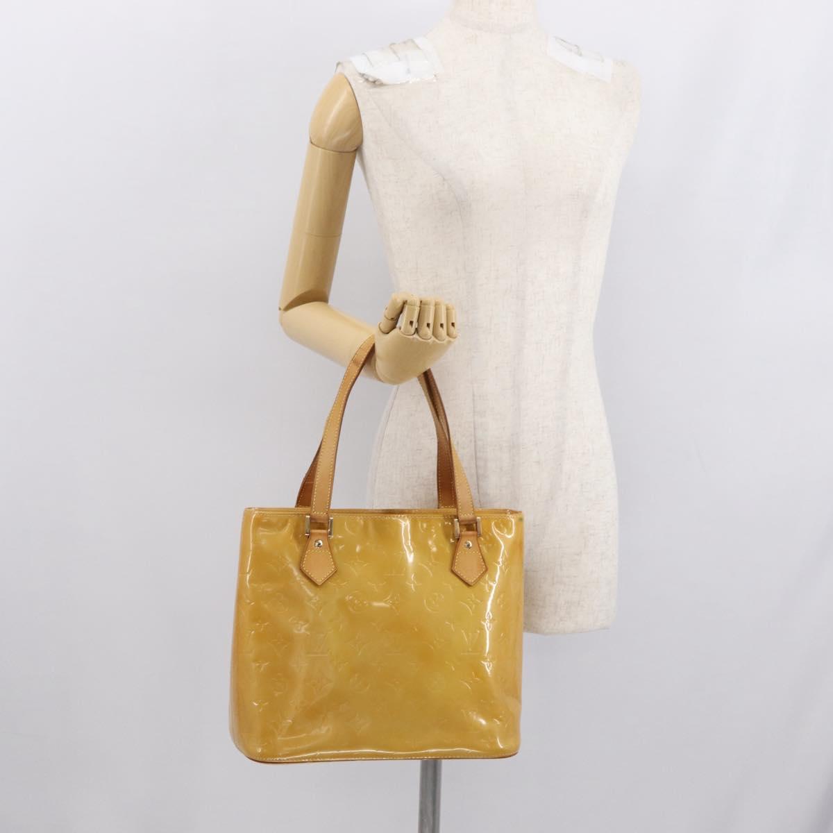 LOUIS VUITTON Monogram Vernis Houston Hand Bag Beige M91004 LV Auth 166558