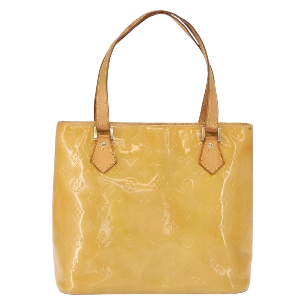 LOUIS VUITTON Monogram Vernis Houston Hand Bag Beige M91004 LV Auth 166558