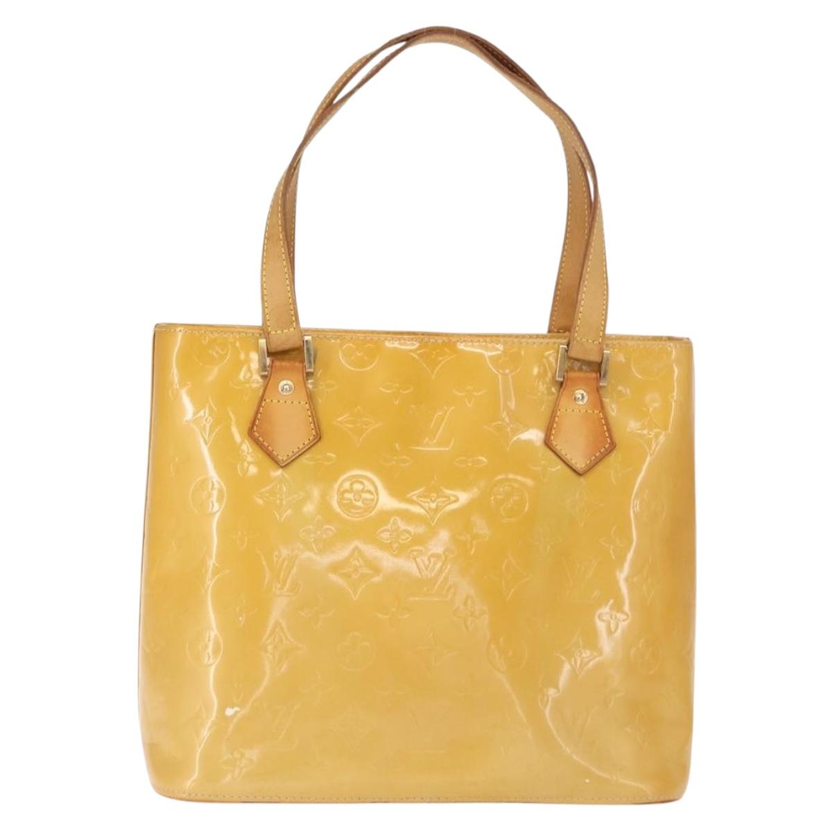 LOUIS VUITTON Monogram Vernis Houston Hand Bag Beige M91004 LV Auth 166558