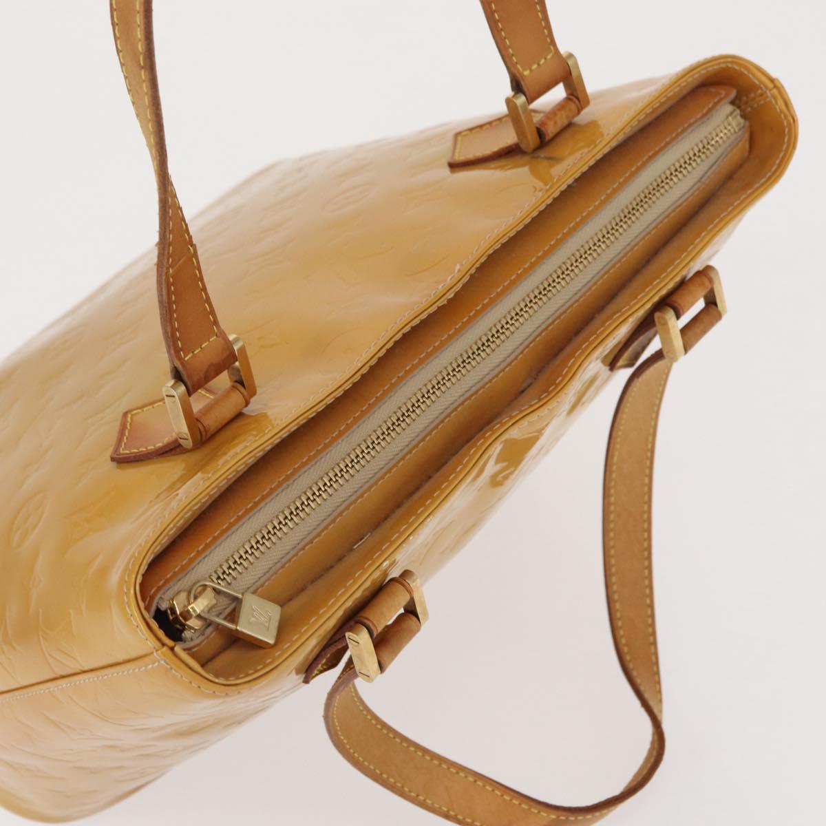 LOUIS VUITTON Monogram Vernis Houston Hand Bag Beige M91004 LV Auth 166558