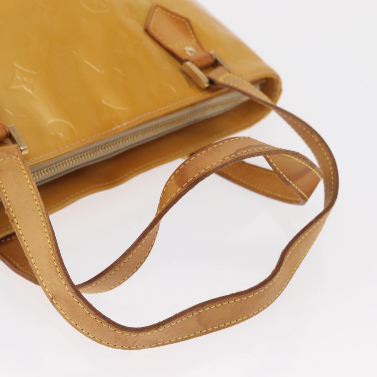 LOUIS VUITTON Monogram Vernis Houston Hand Bag Beige M91004 LV Auth 166558